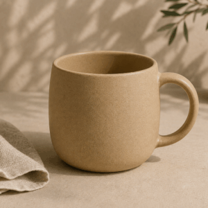 Mug Ocre Terres Claires de 35 cl en céramique beige sable avec finition mate.