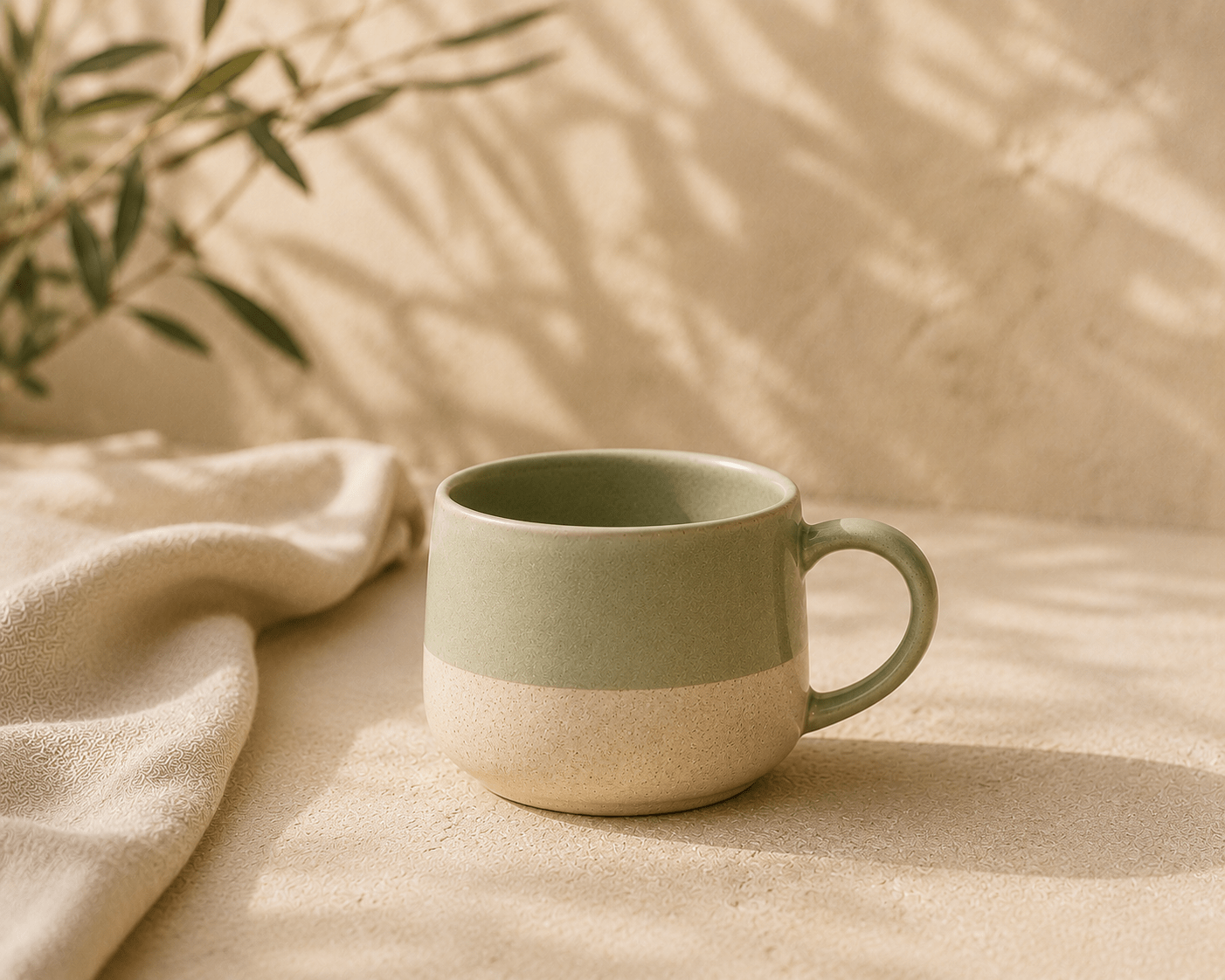 15 — tasse jardin Tasse Jardin de 22 cl en céramique vert sauge et écru.