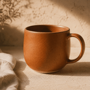 Grand Mug Braise en céramique ocre brûlé de 35 cl.