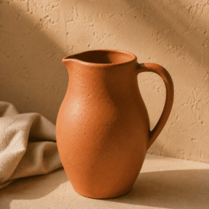 Pichet Terre Rouge de 1 litre en céramique terracotta naturelle.